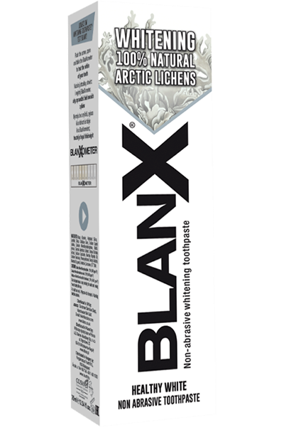 BlanX Whitening 100 % prirodni arktički lišajevi, 75 ml, djeluje drukčije i dan za danom vraća prirodnu bjelinu vašim zubima.